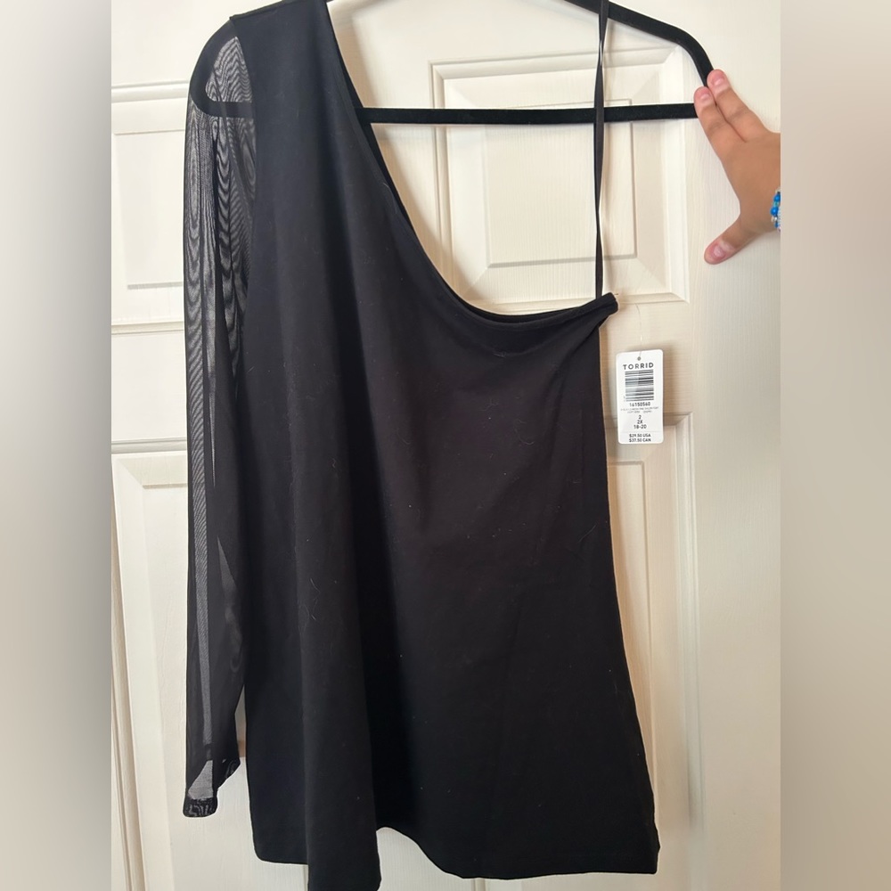 Torrid Black One Shoulder Shirt
